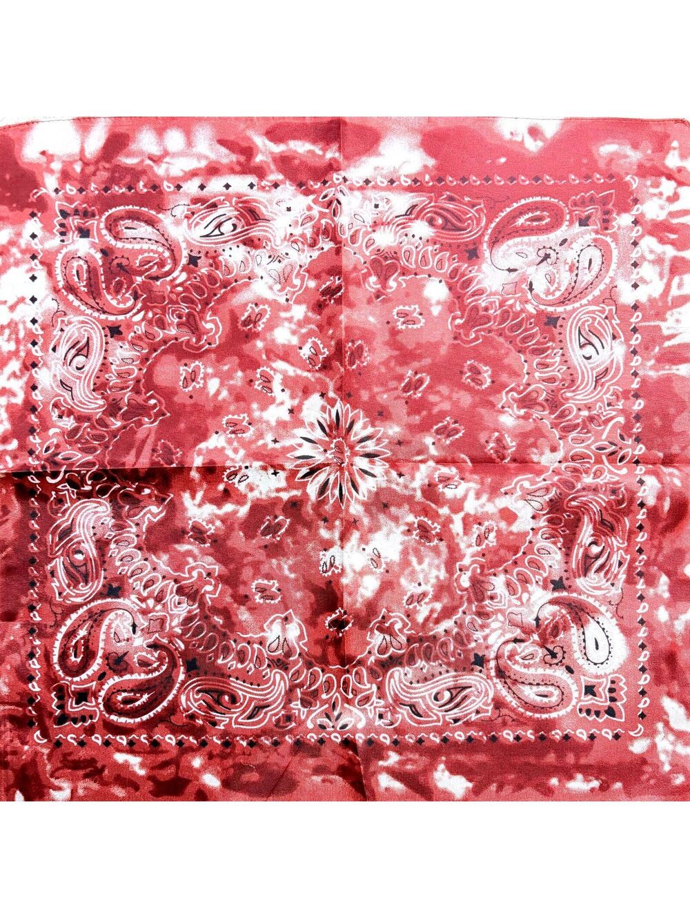 Tie-Dye Reddish Brown and White Paisley Bandana Scarf - New Without Tags